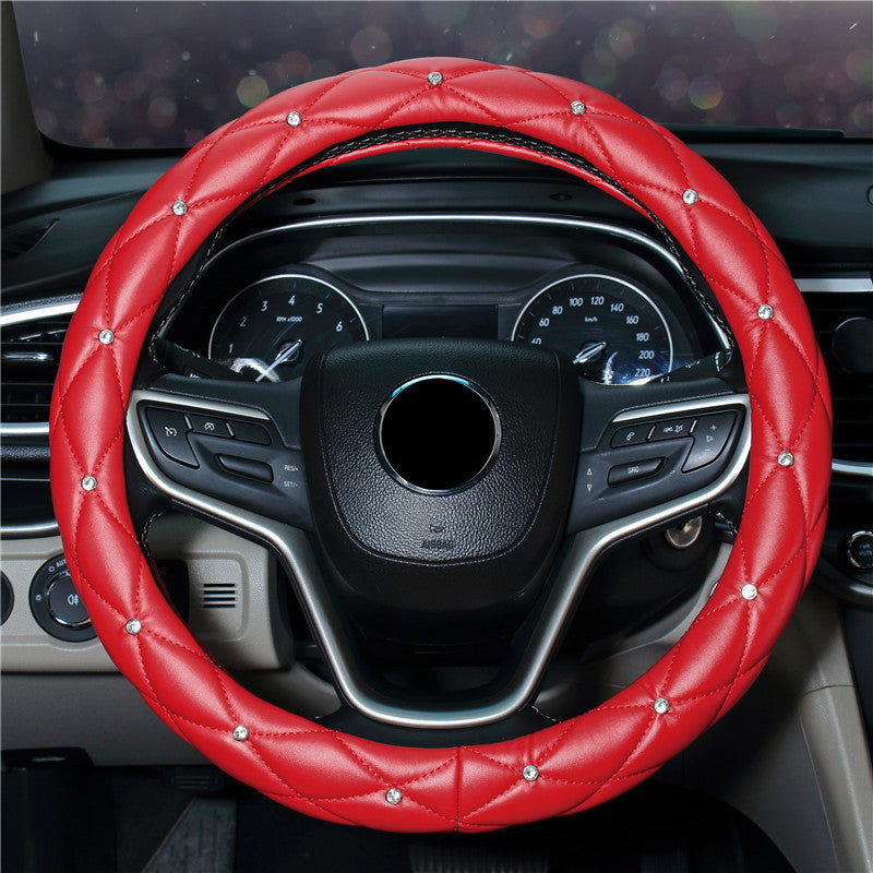 Wholesale Faux Leather Diamond Car Steering Wheel Cover